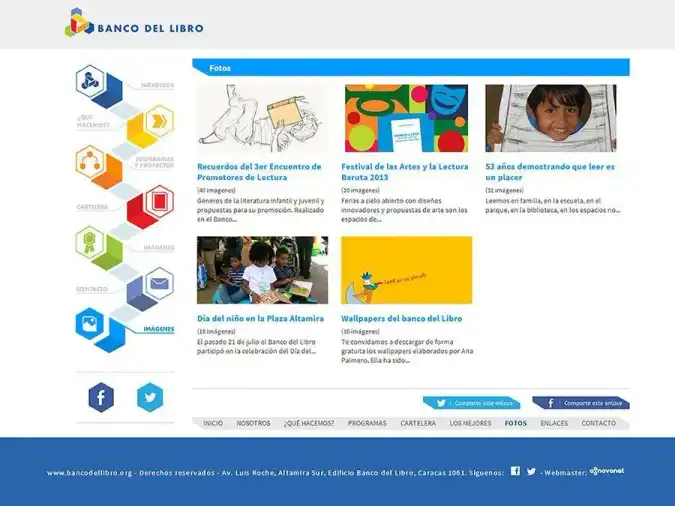 Vista de la galería imágenes página web Banco del Libro