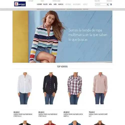 Página de inicio de sitio web e-commerce de ropa casual